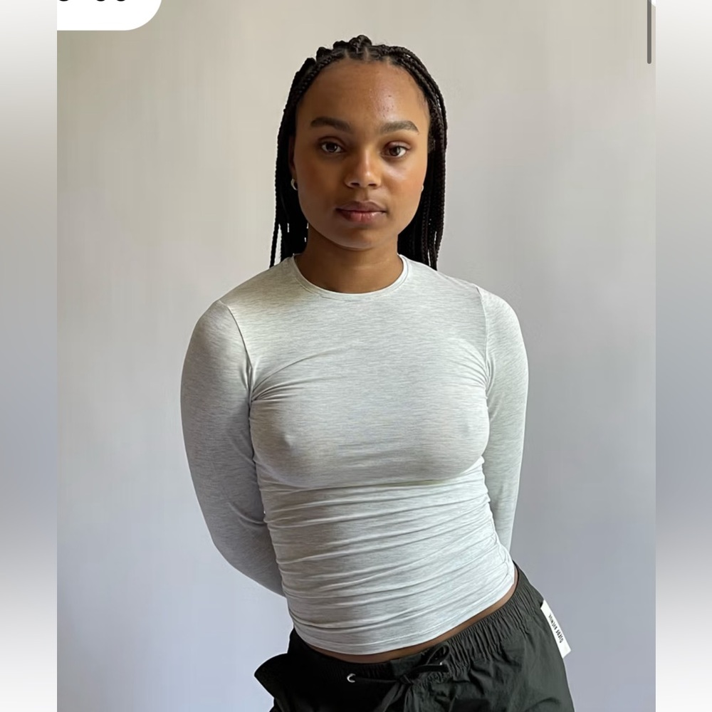 Djerf Avenue Daily Long Sleeve Top Grey Melange